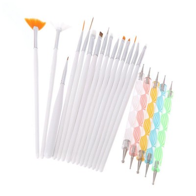 20PCS Gel Nail Cleaning Art Design Dotting Painting Drawing Polish Liner Brush Nail Art Pen Tools